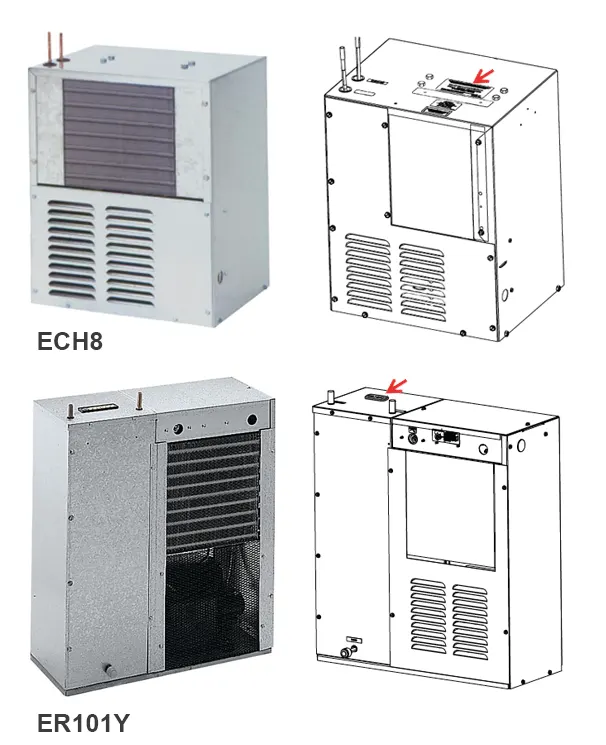 data tag location for Elkay (remote) chillers (refrigeration units)