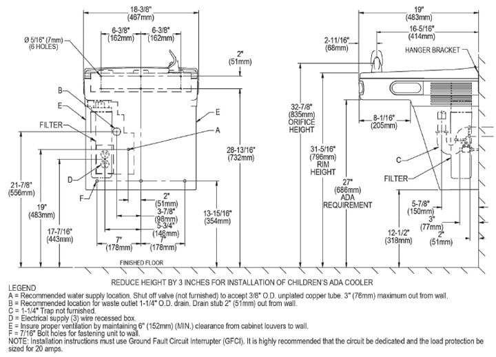 Elkay LZS8LF Measurement Diagram