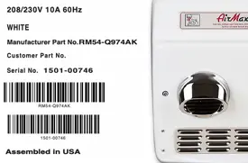 How to decode World Dryer model numbers