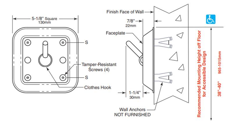 Measurements for Bobrick B-983