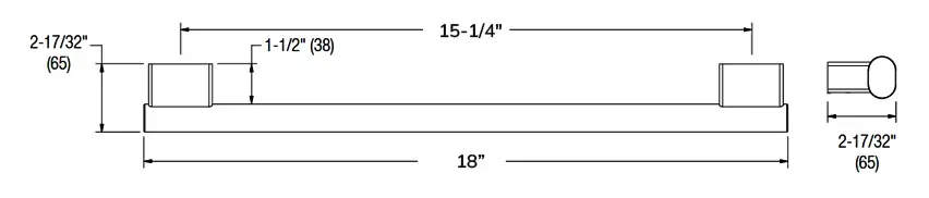 Measurement Diagram for Bradley BERLS_8B1-0011800-BR Grab Bar