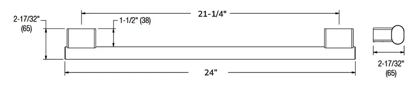 Measurement Diagram for Bradley BERLS_8B1-0012400-BR Grab Bar