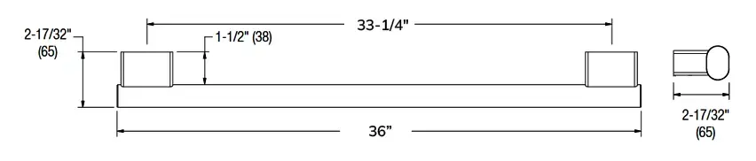 Measurement Diagram for Bradley BERLS_8B1-0013600-BR Grab Bar