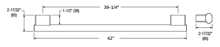 Measurement Diagram for Bradley BERLS_8B1-0014200-BR Grab Bar