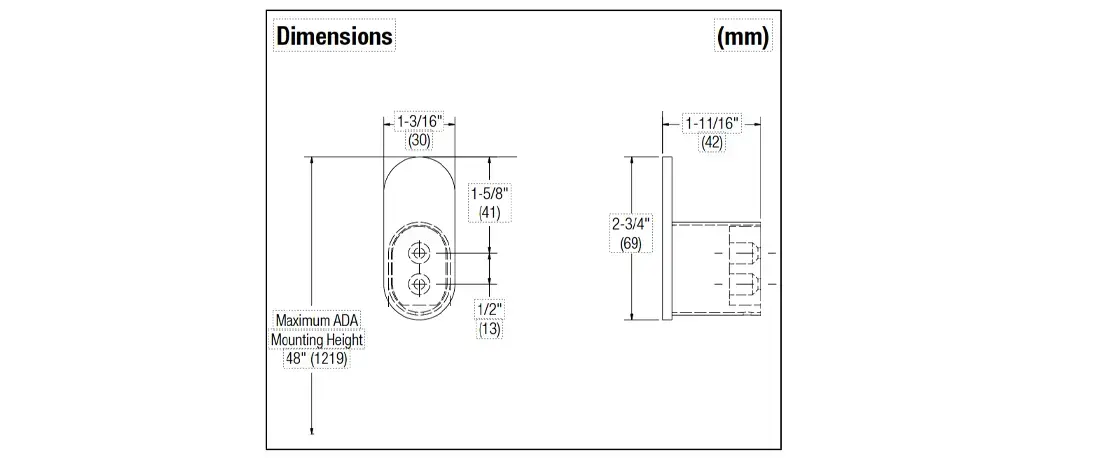 Measurement diagram for Bradley 9B1-110000-BB