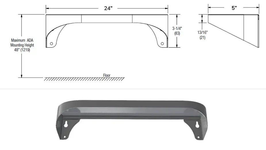 Measurements for Bradley Elvari 24 x 5 Shelf