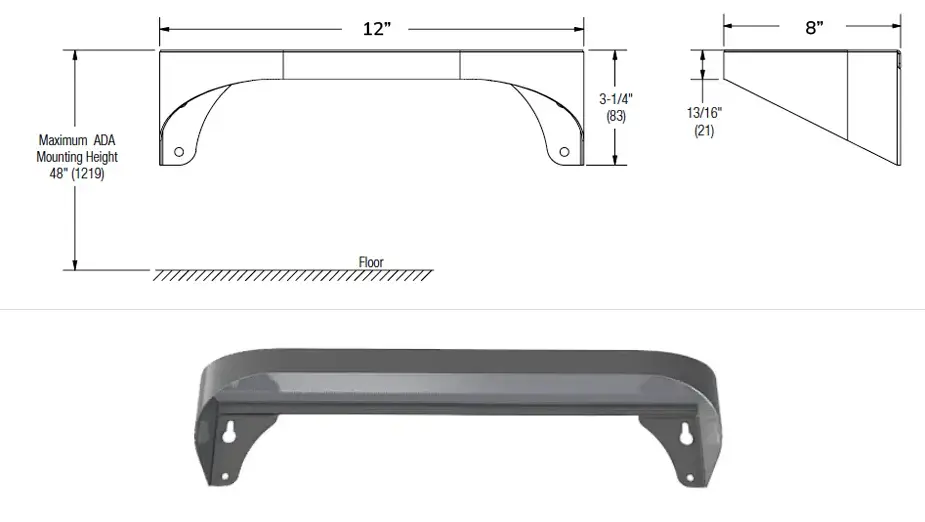 Measurements for Bradley Elvari 12 x 8 Shelf