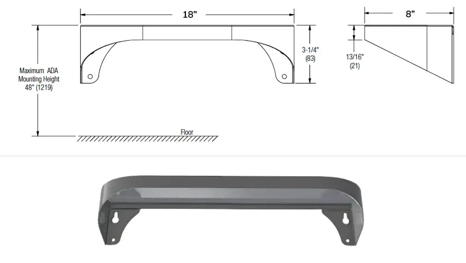 Measurements for Bradley Elvari 18 x 8 Shelf