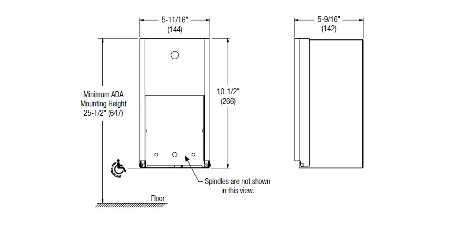 Measurement diagram for Bradley 5B2-110000-BR