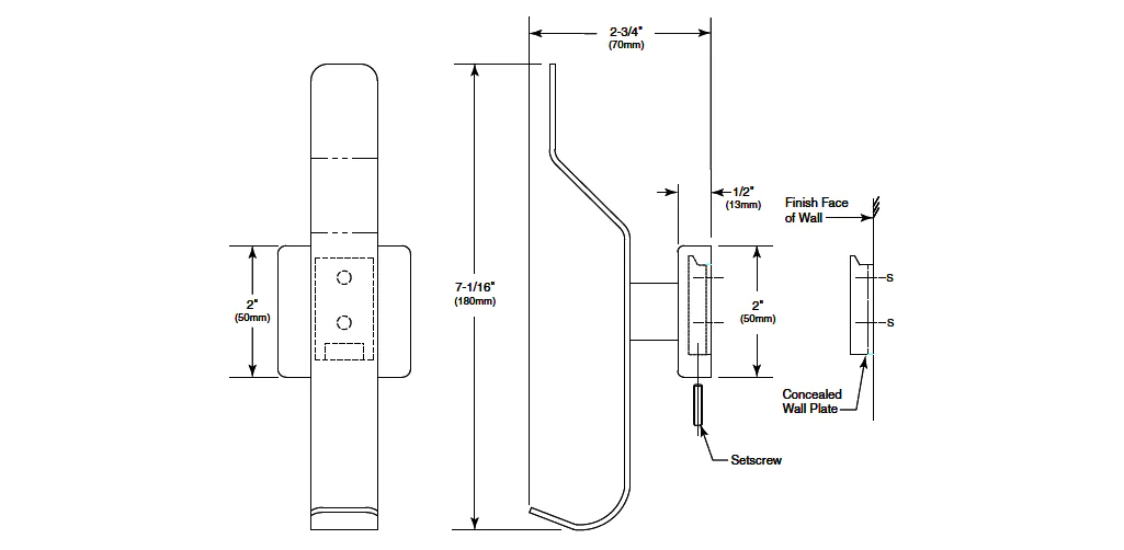 Measurement dimensions for Gamco Hat and Coat Hook - Satin Finish