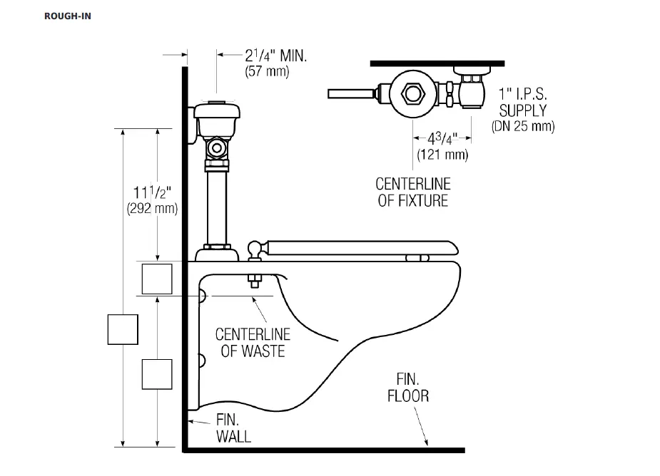 Sloan 3080053 111-1.6-XL Regal Flush Valve Dimensions