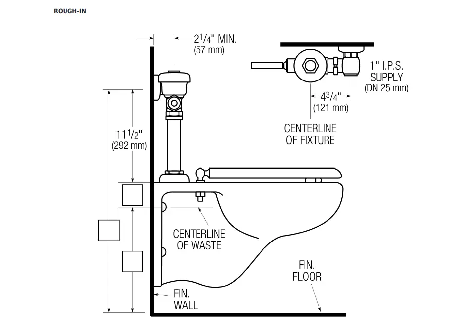 Sloan 3080153 111-3.5-XL Regal Flush Valve Dimensions