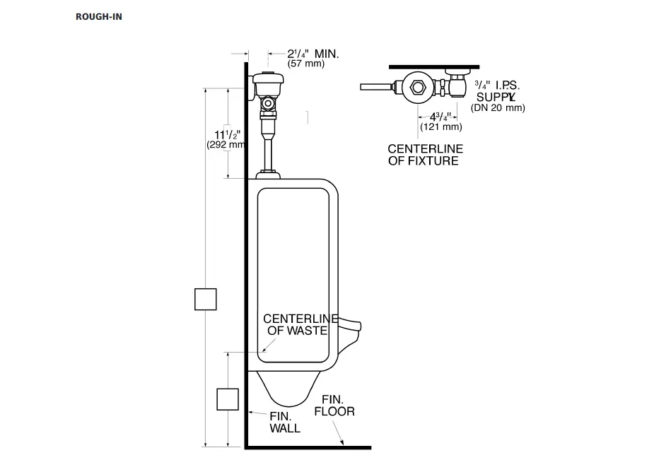 Sloan 3082675 186-1.0-XL Regal Flush Valve Dimensions