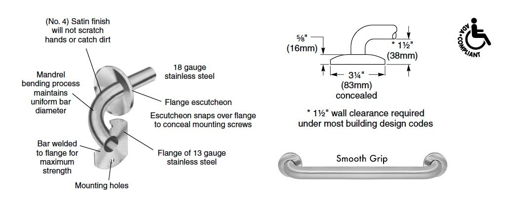 Configuration details for Bradley 8120-003520 grab bar