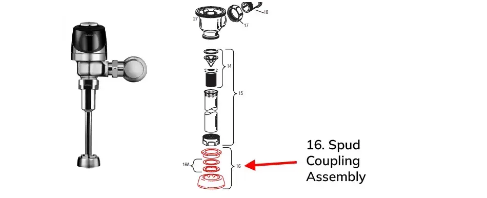 Parts diagram for Sloan F-56-A spud coupling.