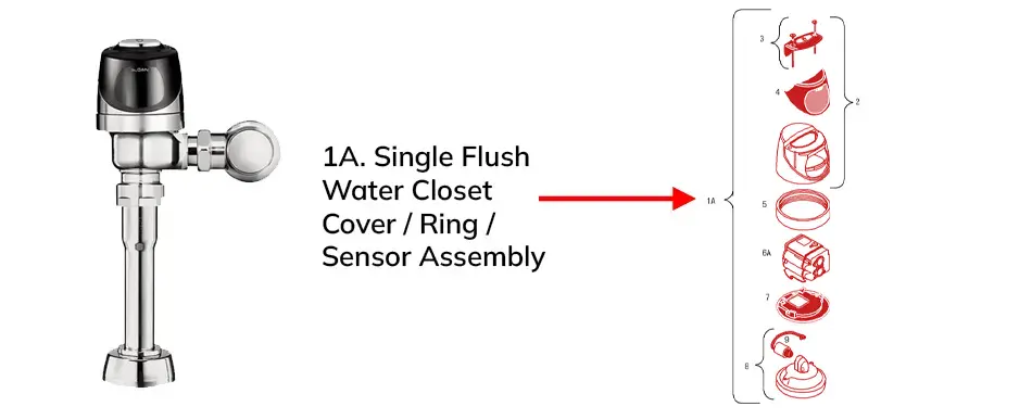 Parts diagram for Sloan 0325160PK EBV-139-A urinal flushometer sensor assembly.