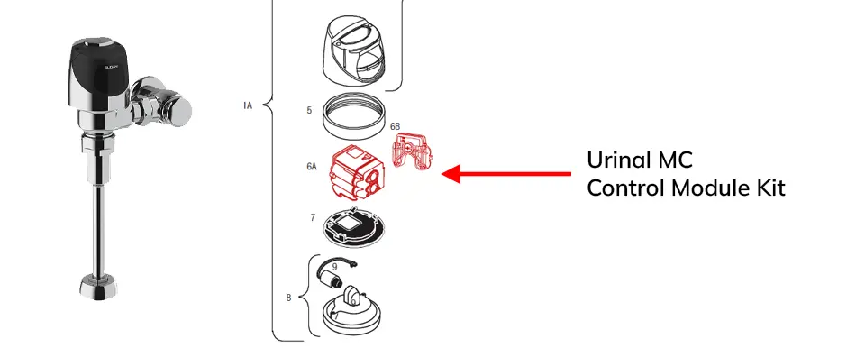 Parts diagram for Sloan Optima Urinal MC Control Module Kit