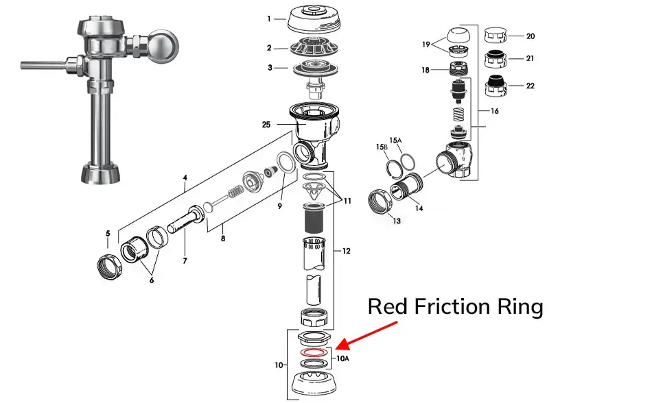 Parts diagram showing the location of a 1-1/2