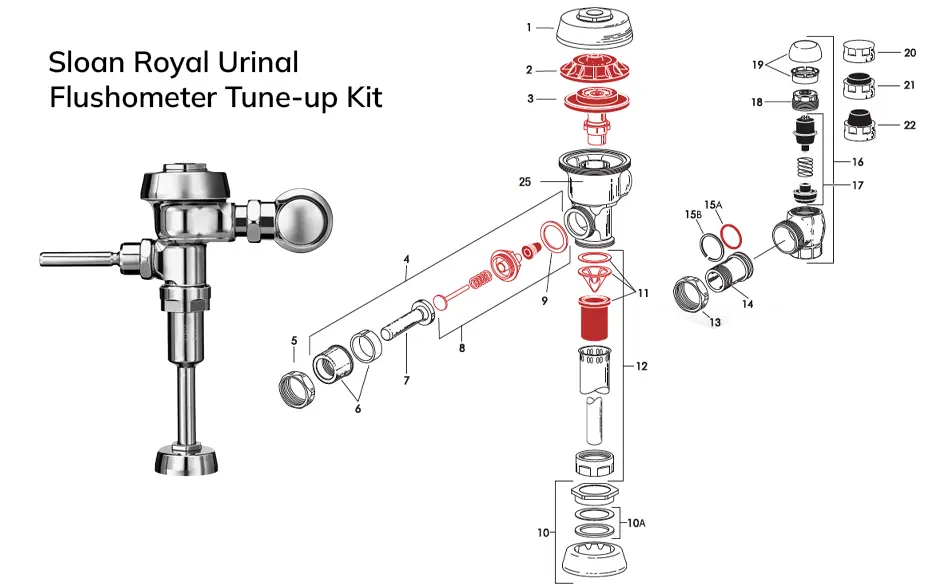 Sloan Royal urinal flush valve master rebuild kit