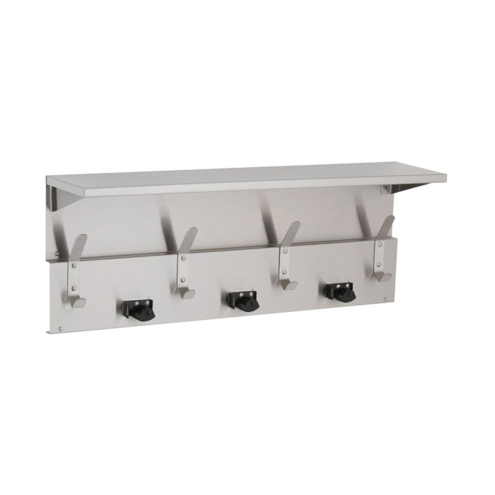 Bobrick B-239X34 Shelf with Mop and Broom Holders and Hooks, Stainless ...