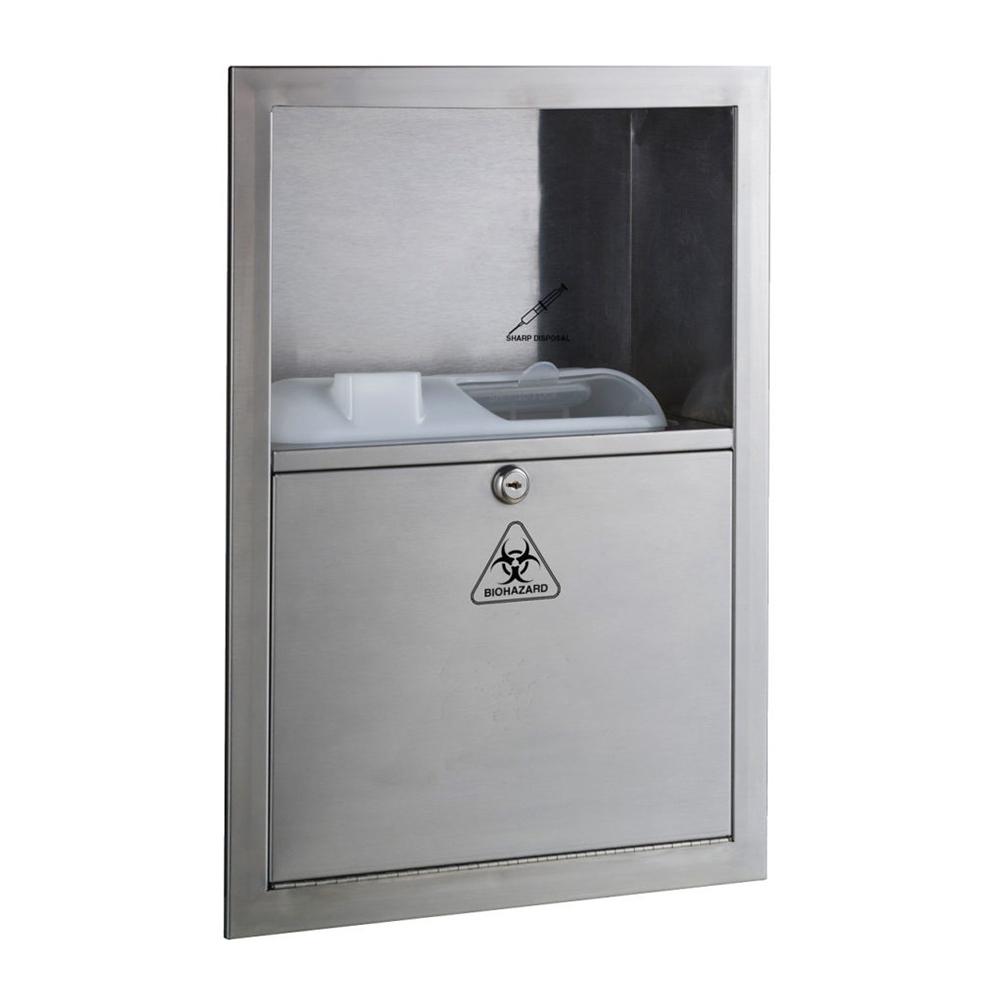 Bobrick B-35016 Recessed, Satin Stainless Steel Sharps Disposal